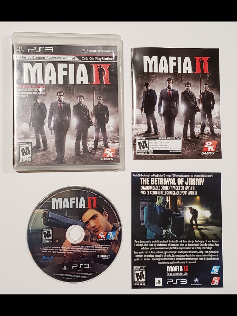 Mafia II Sony PlayStation 3 PS3 Complete CIB w/ Manual & DLC Inserts Tested